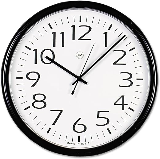 Universal UNV11641 13.5 in. Round Wall Clock - Black Case