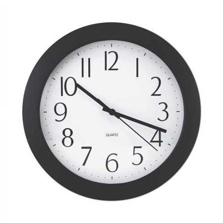 Universal Whisper Quiet Clock, 12 Overall Diameter, Black Case, 1 AA (sold separately) (10451)