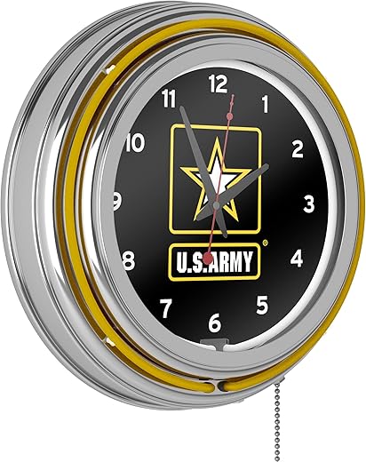 U.S. Army Chrome Double Ring Neon Clock