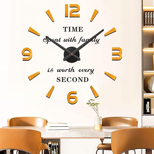 VANGOLD Design Frameless Wall Clocks for Home Decor (Gold and Black Decor)