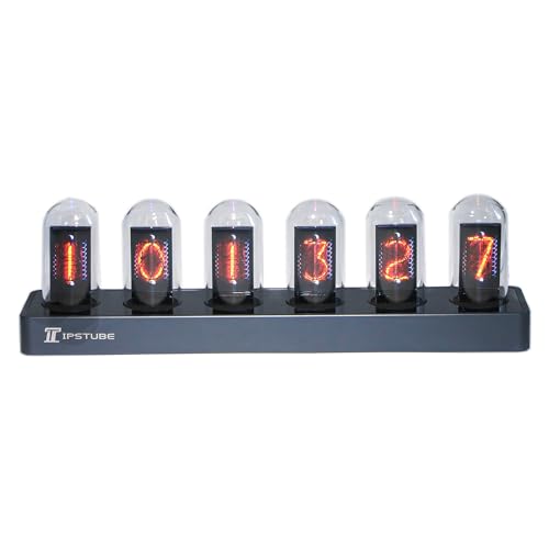 Vastarry Nixie Tube Clock Glow Tube Clock IPS Color Screen Digital Clock DIY Analog Digital Tube WiFi time Desktop Desktop Digital Clock Decoration Gift (Art Deco)