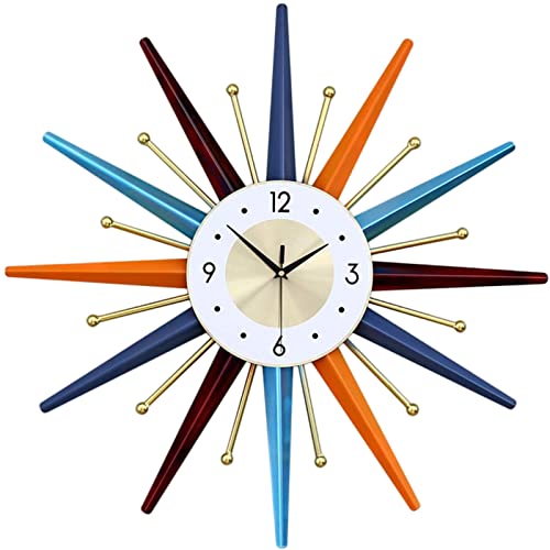 Vctrqov Large Wall Clock 31 Inch Modern Wall Clock Starburst Mid-Century Modern Decor Non-Ticking Battery Operated Colorful Clock Home Decorations for Living Room Bedroom Kitchen Office