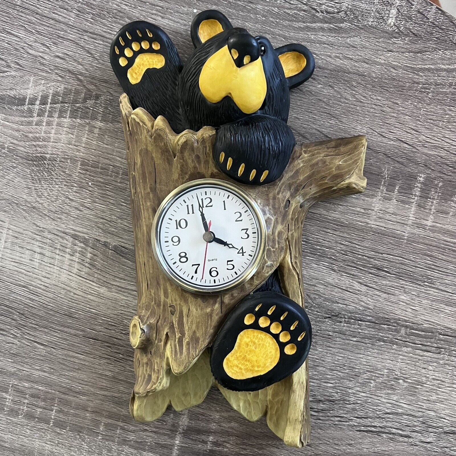 Vintage Bearfoots Bear Wall Clock Jeff Fleming Big Sky Carvers Rare Collectable