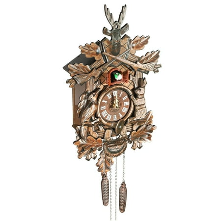 Vintage Cuckoo Wall Clock, Black Forest Cuckoo Bird Wall Clock with Chimer and Auto Swinging Pendulum, Wooden Handmade Hanging Coo Coo Clocks for Home Living Room Wall Antique Decor