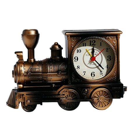 Vintage Retro Train Style Alarm Clock Cool Train Model Home Office Shelf Decoration Unique Gift for Kids Boys