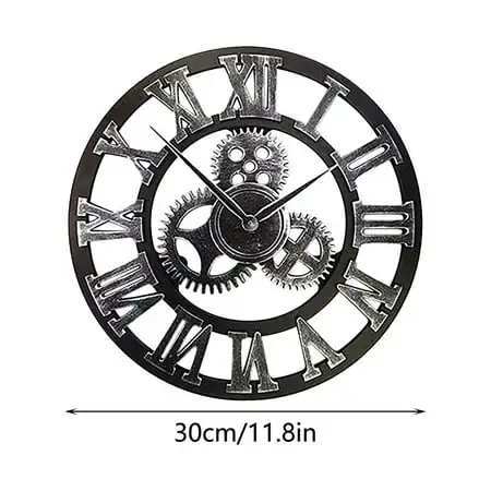 Vintage Steampunk Industrial Wall Clock - European Retro Design with Quiet Movement and Gear Decor, Ideal for Various Settings