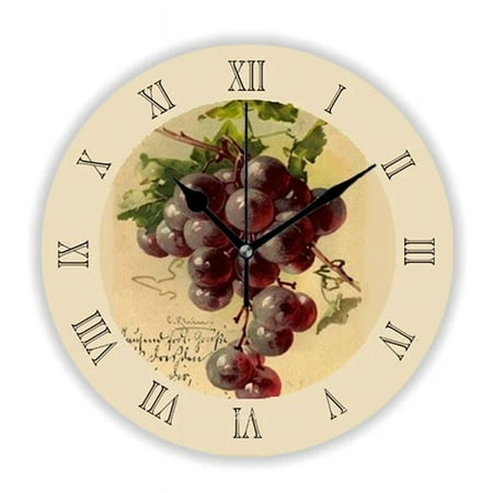 Vintage Wine Barrel and Glasses Grapes Wall Clock for Kitchen Dining Room Bar Tavern Large Wall Watch Winery Drunkery Home Decor