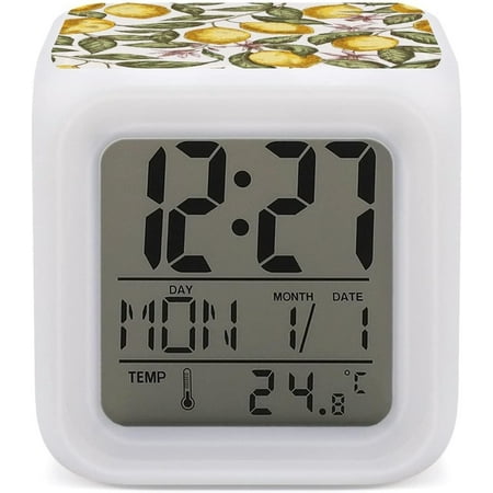 Vintage Yellow Lemons Citrus Fruits With Green Leaves Mini Digital Alarm Clocks, Wa[3967]