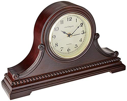 Vmarketingsite Mantel Clocks, Battery Operated, Silent Wood Table Clock with Westminster Chimes On The Hour, Solid Wooden Shelf Chiming Mantle Clock, 9 x 16 x 3 (Walnut - Arabic Numerals)