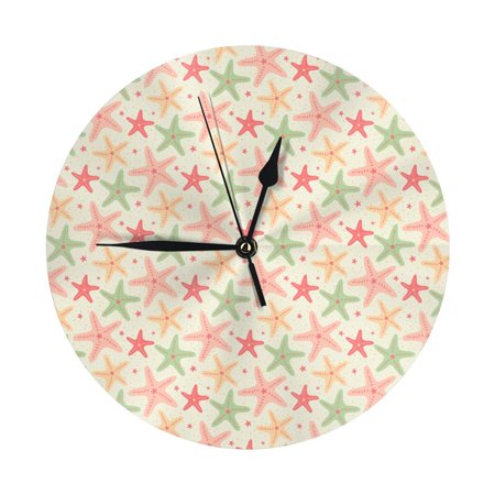 Wall Clock - Colorful Starfish 9.8 Inch Silent Non Ticking Modern Round Wall Clocks Battery Operated Classic Clock for Bedroom, Living Room, Office, Home, Kitchen, Bathroom