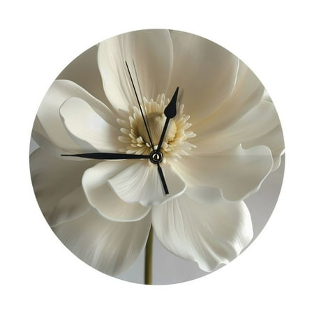 Wall Clock - Elegant Ivory Flower 9.8 Inch Silent Non Ticking Modern Round Wall Clocks Battery Operated Classic Clock for Bedroom, Living Room, Office, Home, Kitchen, Bathroom