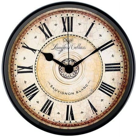 Wall Clock, 12 inch Metal Black Wall Clock European Style Retro Vintage Clock Non - Ticking Whisper Quiet Battery Operated with HD Glass Easy to Read for Indoor Decor