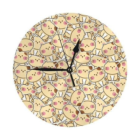 Wall Clock, Cute Cats 4 Wall Clocks Battery Operated Silent Kitchen Office Wall Clock Decorative, Wall Clock for School Classroom Living Room Bedroom Home Decor