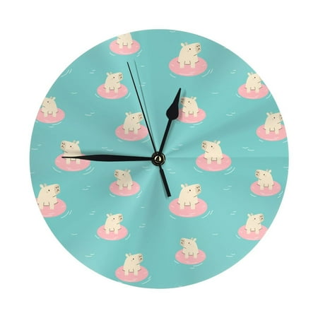 Wall Clock, Cute Swim Capybaras Wall Clocks Battery Operated Silent Kitchen Office Wall Clock Decorative, Wall Clock for School Classroom Living Room Bedroom Home Decor