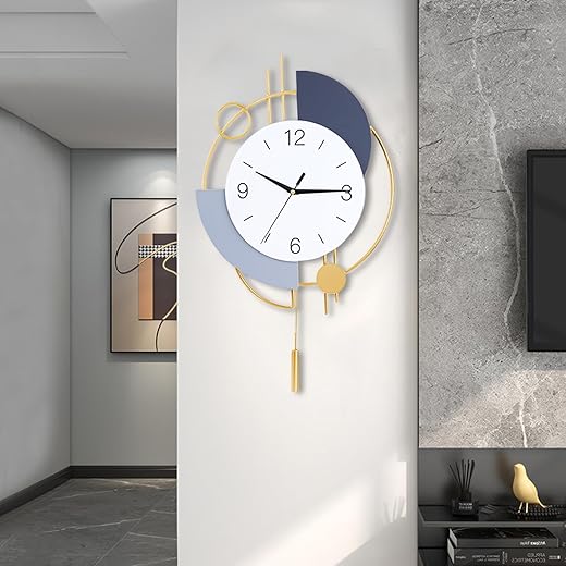 Wall Clock,Decorative Wall Clocks with Pendulum,Silent Quality Quartz Wall Clock Battery Operated,Large Wall Clock for Living Room,Kitchen,Home,Bathroom,Bedroom Wall Decor,16x26.5inch