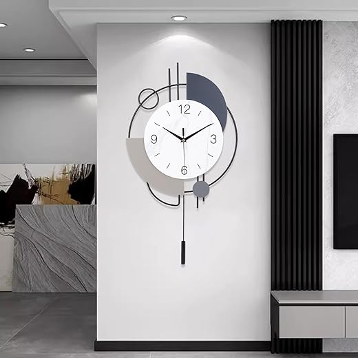 Wall Clock,Decorative Wall Clocks with Pendulum,Silent Quality Quartz Wall Clock Battery Operated,Large Wall Clock for Living Room,Kitchen,Home,Bathroom,Bedroom Wall Decor,13x21.65inch