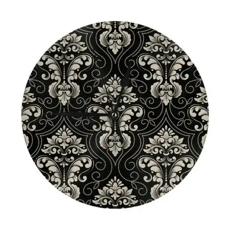 Wall Clock, Elegant Black Floral Damask Wall Clocks Battery Operated Silent Kitchen Office Wall Clock Decorative, Wall Clock for School Classroom Living Room Bedroom Home Decor