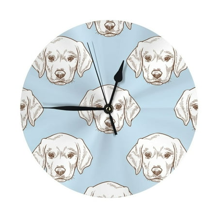 Wall Clock, Labrador Retriever Dog Blue Wall Clocks Battery Operated Silent Kitchen Office Wall Clock Decorative, Wall Clock for School Classroom Living Room Bedroom Home Decor