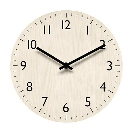 Wall Clock Light Wood Grain Clocks Simple-Design Clock Non Ticking Wall Clocks Decorative for Bathroom Kitchen Etc Decor