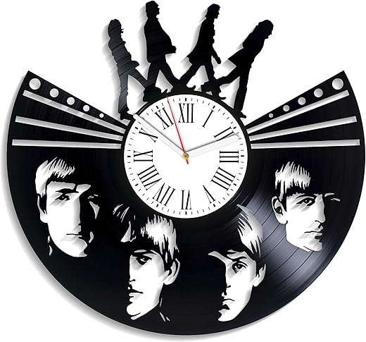 Wall Clock Modern The Beatle Music Birthday Gift for Father Wall Clock Minimalist Vintage Vinyl Record Clock Home Decor The Beatle Decor for Living Room Rock Music Band J. Lennon Art