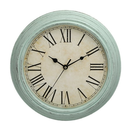 Wall Clock Silent Non Ticking 12 Inch Wall Clocks Battery Operated Modern Style plastic Clock Decorative for Kitchen,Home,Bedrooms,Office,green roman