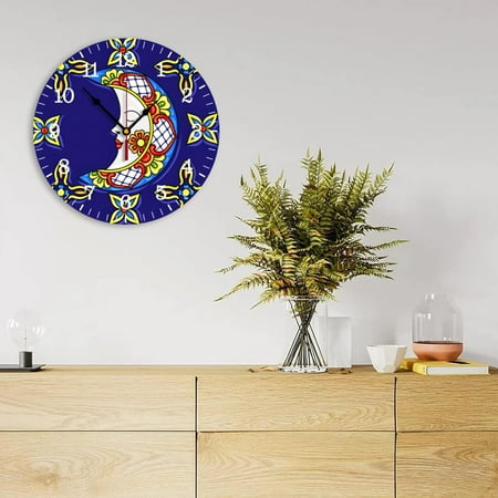 Wall Clocks Mexican Talavera Ceramic Tile Pattern Classic Silent Alarm Clock For Li[3833]