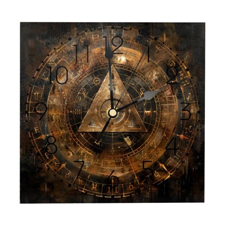 Wall Clocks, Rust Bill Cipher Wheel Zodiac Battery Operated Number Clock for Bedroom Living Kitchen Office Home Decor Silent & Non-Ticking