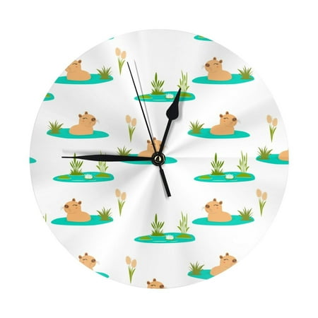 Wall Clock, Swim Cute Capybaras Wall Clocks Battery Operated Silent Kitchen Office Wall Clock Decorative, Wall Clock for School Classroom Living Room Bedroom Home Decor