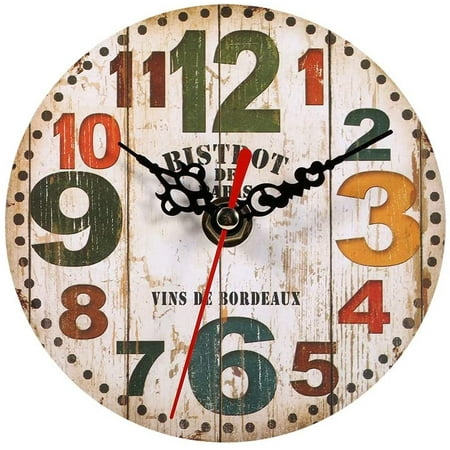 Wall Clock Vintage Shabby Chic Style Numerals Industrial Wooden Wall Clock