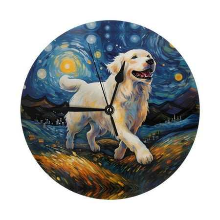 Wall Clock, Vintage Starry Sky Labrador Wall Clocks Battery Operated Silent Kitchen Office Wall Clock Decorative, Wall Clock for School Classroom Living Room Bedroom Home Decor