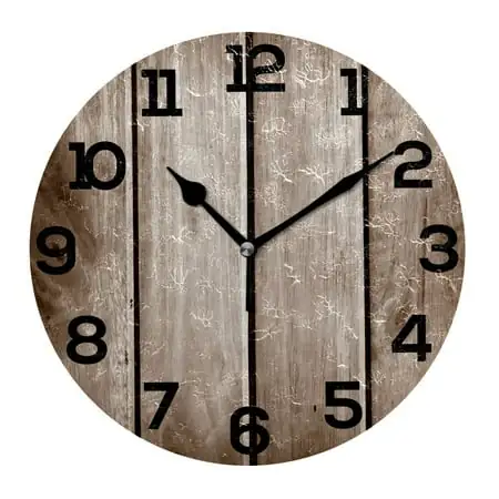 Wall Clock Wooden Rustic Old Barn Board Round Acrylic Clock Black Large Numbers Silent Non-Ticking 10In Clock Decorative Painting Battery Operated Clock For Home School Hotel Library