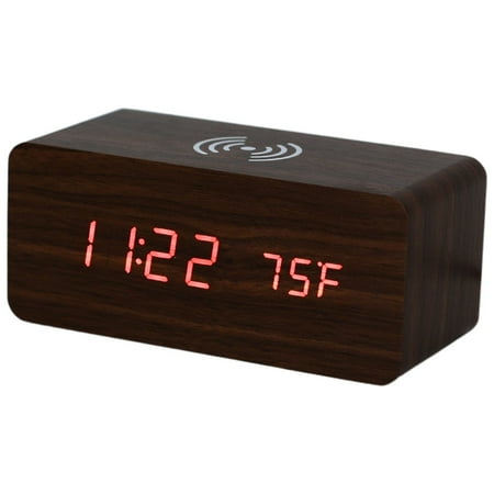 Walnut Wireless Phone Charger/Digital Clock