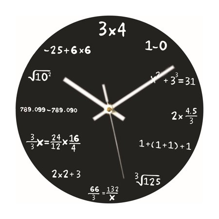 Waroomhouse Engineer Gift Math Teacher Gift Math Wall Clock Silent Non-ticking Quartz Movement with Hanging Hook Wooden Clock for Classroom Home Decoration