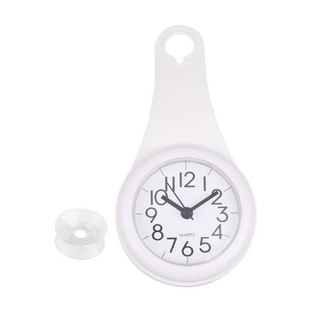 Waterproof Wall Clock Bathroom Mute Wall Clock Suction Cups Hanging Clock (White without Battery)