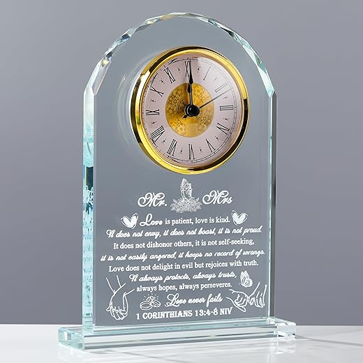 Wedding Gifts for Couples Unique 2024 - Crystal Clock Happy Anniversary Marriage Gift for Couple Keepsake - Engagement Gifts Bridal Shower Gifts for Bride and Groom Engagement Newlywed Mr Mrs Gifts