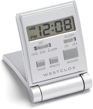 Westclox Travelmate LCD Travel Folding Alarm Clock 5", Silver