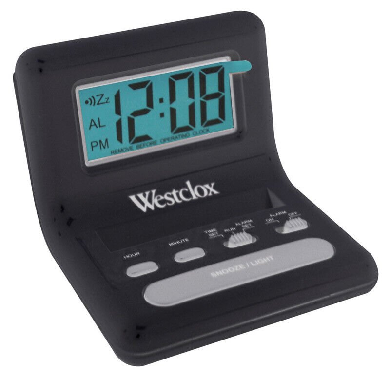 Westclox 47538A Black LCD Travel Alarm Clock 0.8 L in.