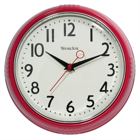 Westclox 9.5 Red Retro 1950s Convex Glass Lens Analog Quartz Accurate Wall Clock