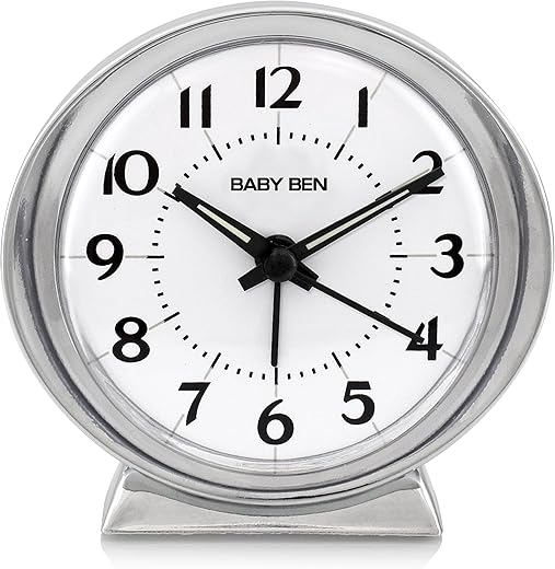 Westclox Classic Baby Ben Alarm Clock for Heavy Sleepers - Authentic 1964 Design, Loud High-Volume White Alarm Clock, Battery Operated, Metal Bezel