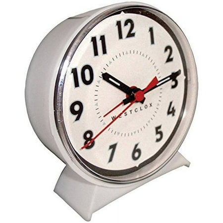 Westclox Key Wound Alarm Clock Wind-Up Alarm Clocks, Loud Bell Alarm, Red Second Hand, Black Hands