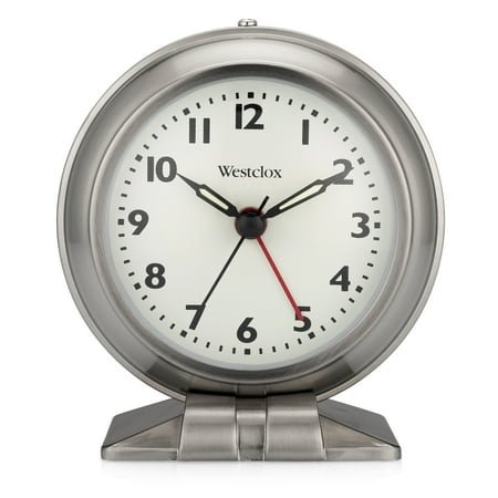 Westclox Silver Metal Analog Alarm Clock - Sleek and Elegant, with Precision Timekeeping