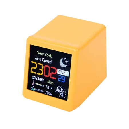 WiFi Clock Desktop Digital Weather Clock Smart Weather Station (Yellow) Home Appliances