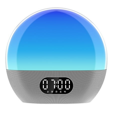 WiiM Wake-up Light All-in-One Sunrise Alarm Clock, Sound Machine, & Music Streamer (Polished Silver)