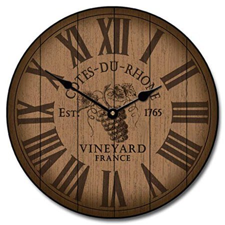 Wine Barrel Lid Wall Clock | Ultra Quiet Quartz Mechanism | Hand Made in USA Beautiful Crisp Lasting Color | Comes in 8 Sizes | 12-Inch