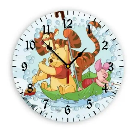 Winnie The Pooh Cartoon Wall Clock with Clear Glass Dial Silent and Non-Ticking, Suitable for Bedroom, Office, School, Home and Living Room as a Gift Or Decoration, Large Size 12 Inches