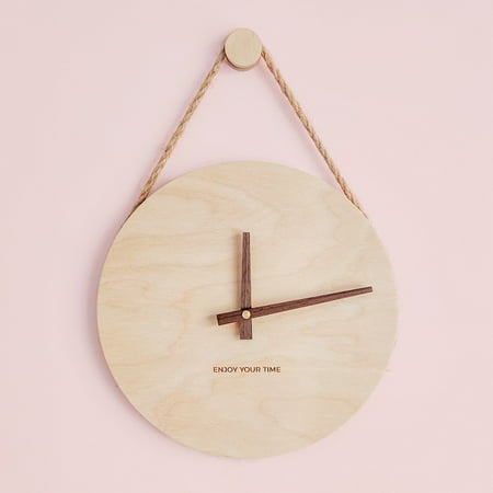 Wooden Hanging Rope Wall Clock Nordic Japanese Style Simple Creative Clock Home Living Room Clock Decoration WallClock-Classic version