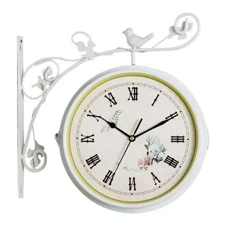 Wrought Iron Double Sided Antique ing Clock White