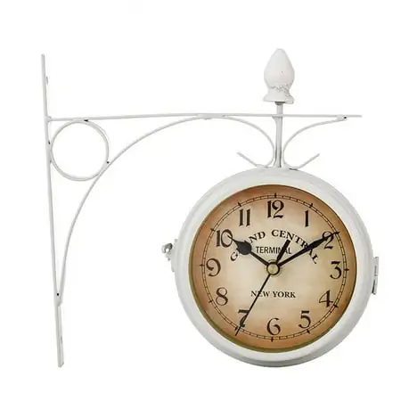 Wrought Iron Wall Clock Garden Decoration 5 Inch White/Black