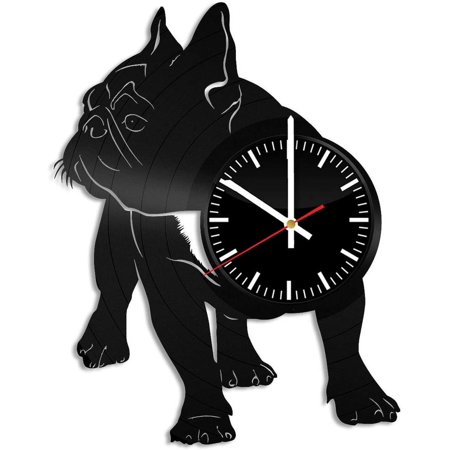 YanGxx French Bulldog Vinyl Wall Clock, Dogs Vinyl Record Handmade Art Decor for Home Room Kitchen, Vintage Original Gift for Any Occasion, Party Supplies Decoration