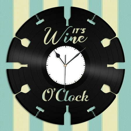 YanGxx Its Wine O'clock Vinyl Wall Clock Souvenir Gift Home Living Room Decoration Vintage Design Office Bar Room Home Decor